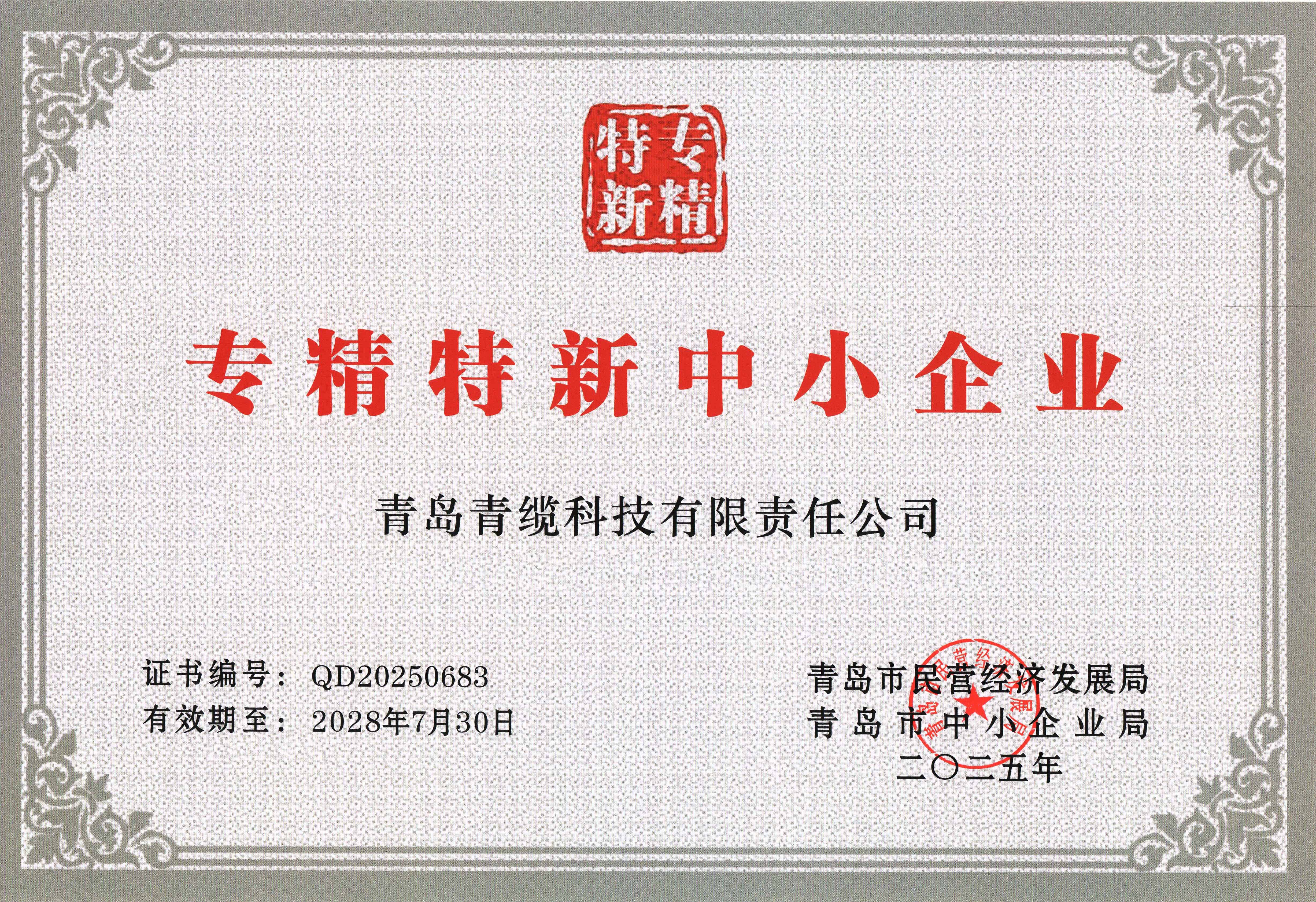 青纜獲評(píng)“創(chuàng)新型中小企業(yè)”并順利通過(guò)“專精特新中小企業(yè)”復(fù)評(píng)